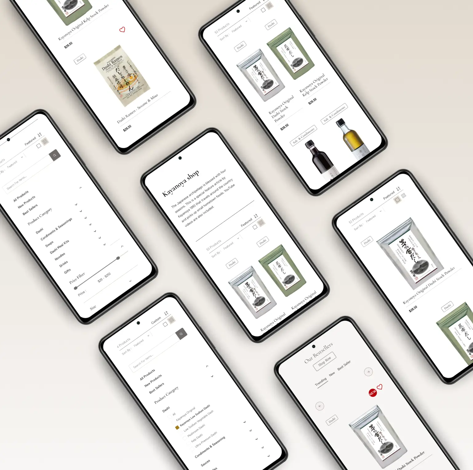 Kayanoya shop — product listing, filters, and bestsellers