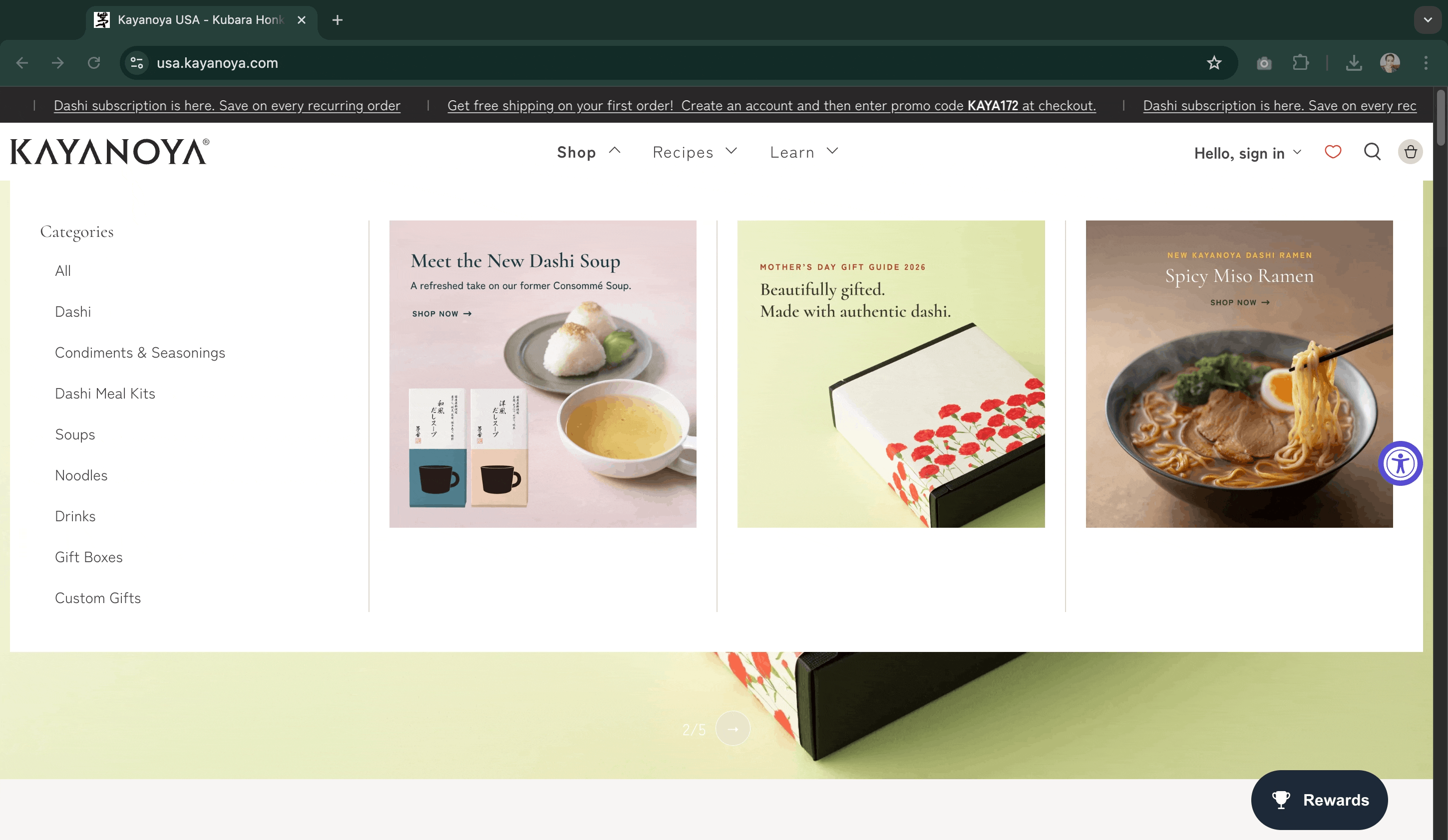 Shop and Learn parallel primary navigation in motion
